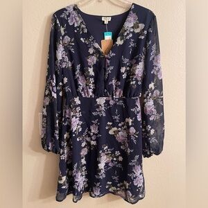 MASON & BELLE MALLORCA BLOUSON SLEEVE DRESS NAVY - M